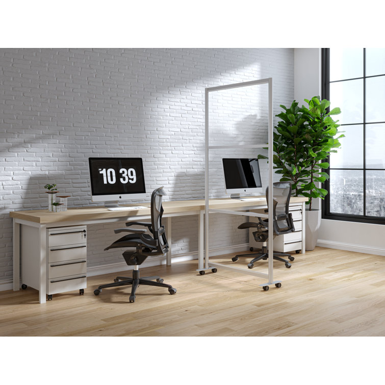SpaceMakers Mobile Workspace And Desk Divider Screen For Privacy And